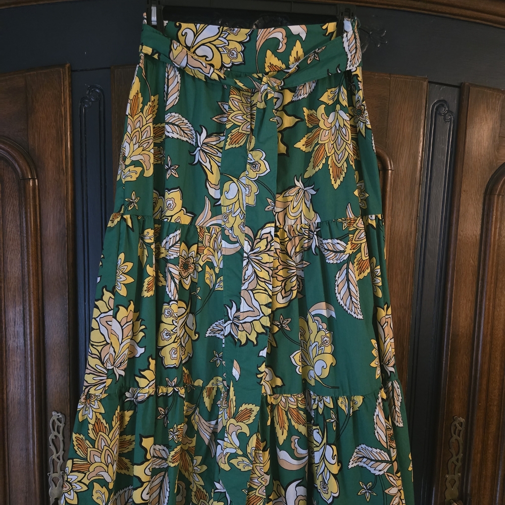 Floral Green and Yellow Women's Skirt